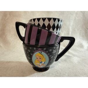 Disney Alice in Wonderland Stacked Teacup Mug Silver Buffalo 20oz Black Purple